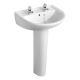 Ideal Standard Sandringham 21 550mm 2 Taphole Basin with Full Pedestal with Overflow & Chain