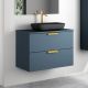 Dublin 600mm Wall Hung Vanity with Counterop & Brushed Brass Handles (Midnight Blue)