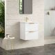 Dublin 500mm Wall Hung Vanity & 1 Taphole Basin with Brushed Brass Handles (White Gloss)
