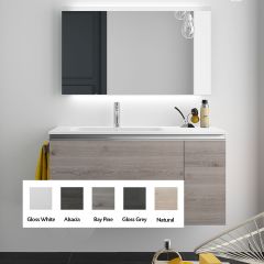 Spirit 855mm 1 Drawer Wall Hung Vanity Unit with 1 Taphole Basin Bay Pine (Chrome Handles)