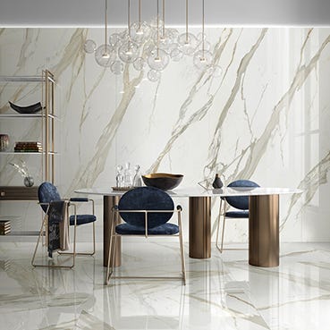 Marble Effect Tile In Living Space